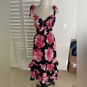 Floral Black and Pink Women's Dress